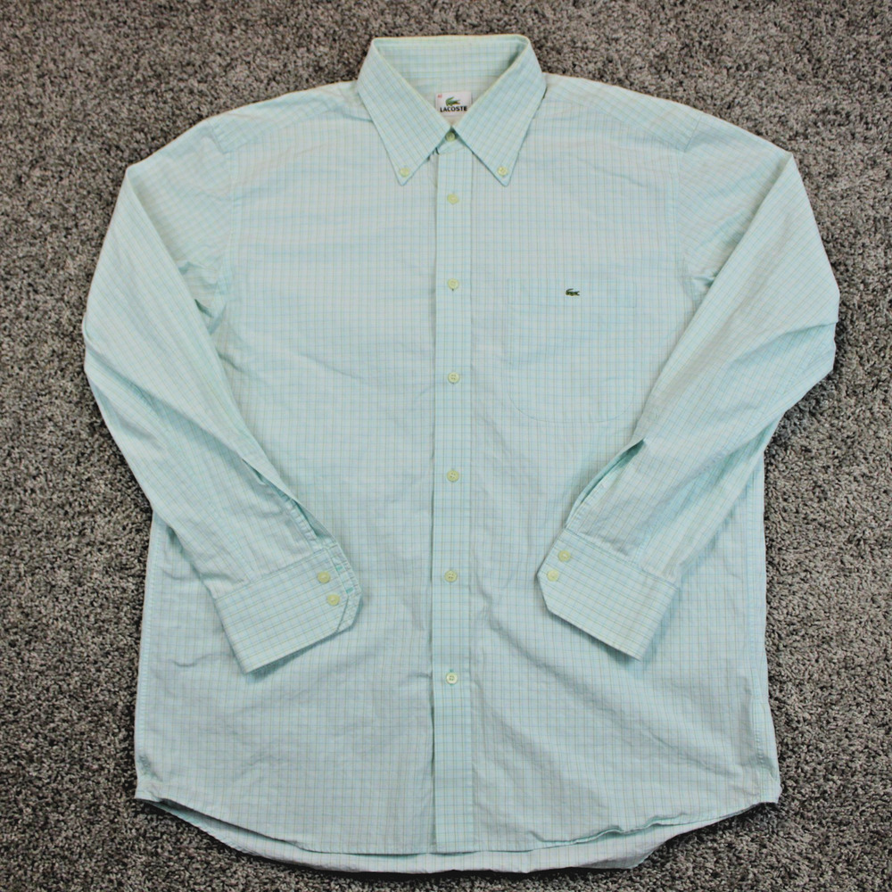 Lacoste Vintage Green Check Button Down Shirt Mens 42
